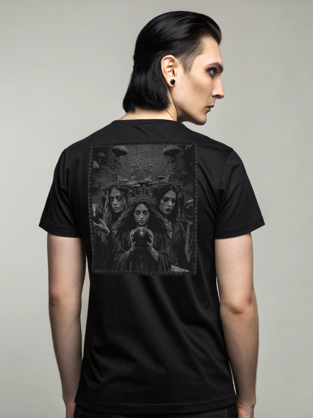 Forrest Necromancy Dark Nature T-Shirt – Occult Black Metal Design Backprint - Gothic Unisex Shirt