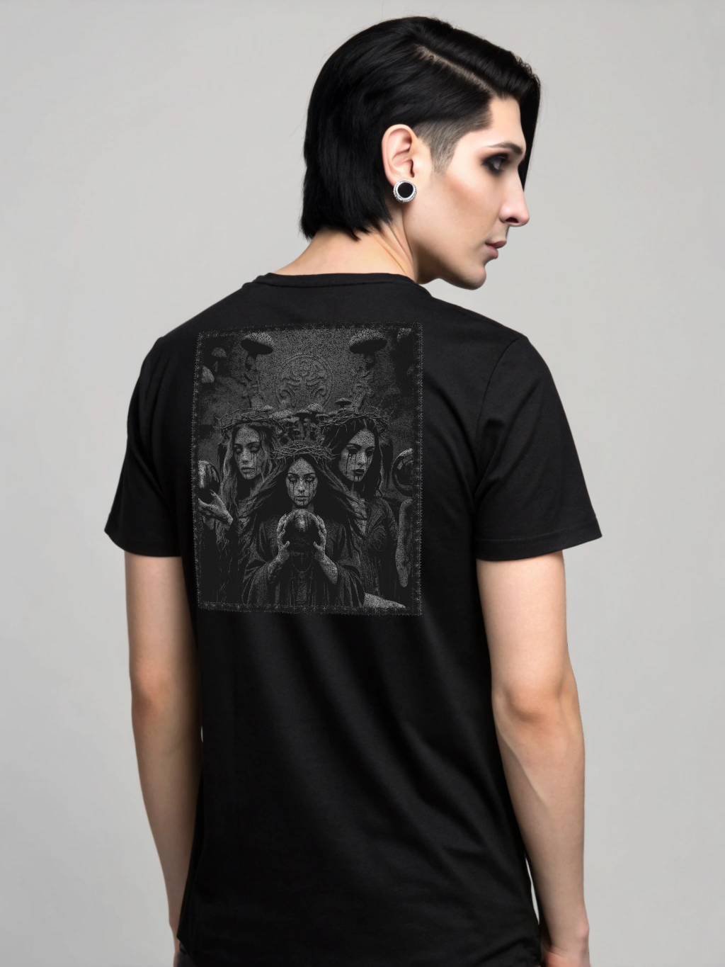 Forrest Necromancy Dark Nature T-Shirt – Occult Black Metal Design Backprint - Gothic Unisex Shirt