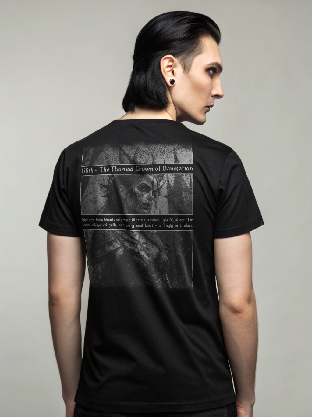 Lilith T-Shirt – The Thorned Crown of Damnation | Gothic Dark Fantasy Outfit | Frontprint | Backprint