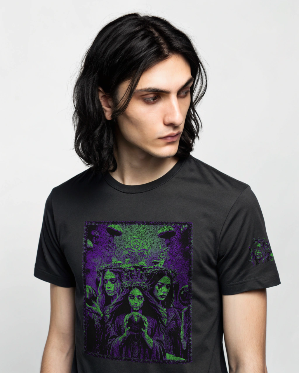 Forrest Necromancy Dark Nature T-Shirt – Occult Black Metal Design Frontprint - Gothic Unisex Shirt