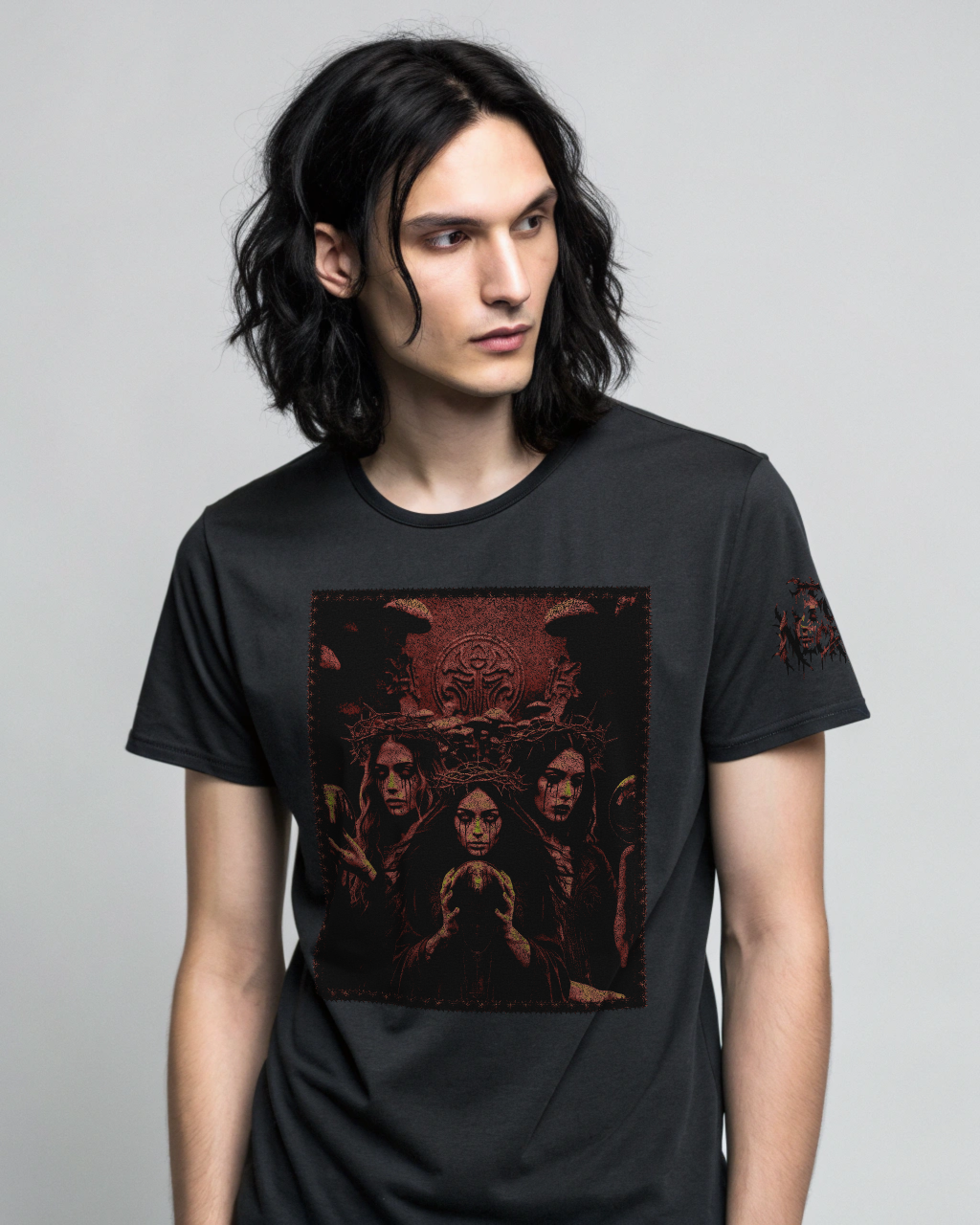 Forrest Necromancy Dark Nature T-Shirt – Occult Black Metal Design Frontprint - Gothic Unisex Shirt