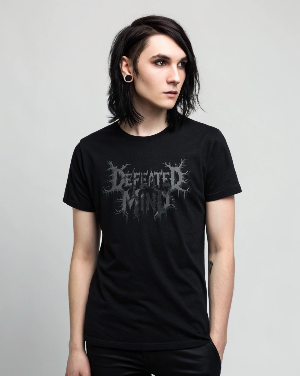 Defeated Mind Gothic Metal T-Shirt mit Kosmischem Horror Backprint | Dark Art Clothing