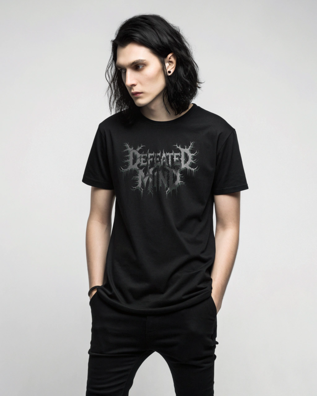 Defeated Mind Gothic Metal T-Shirt mit Kosmischem Horror Backprint | Dark Art Clothing