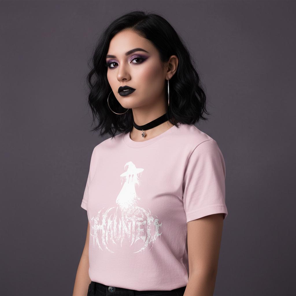 Haunted Shirt – Gothic Horror Style mit düsterem Silhouetten-Print – Metal Inspired Unisex Streetwear